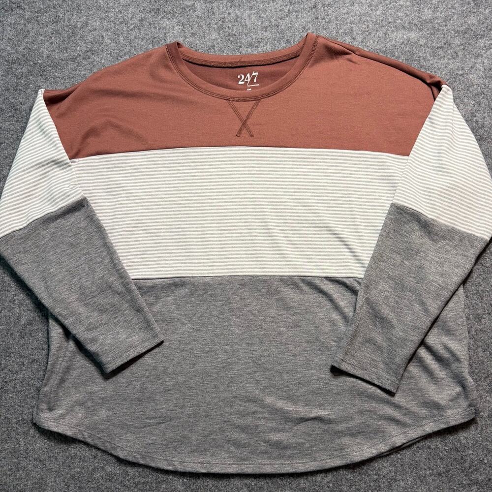 24/7 by Maurices XXL Colorblock Striped Long Sleeve‎ Top